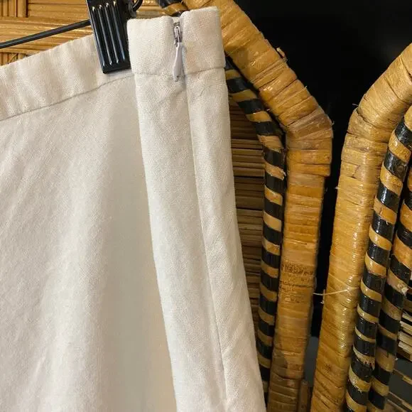 Vintage Tweeds White Linen Blend Eyelet Embroidered Midi Skirt Size 14 boho - Picture 3 of 6